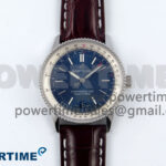 Navitimer 1 SS 38mm TF 1:1 Best Edition White Bezel Blue Dial on Brown Leather Strap A2824