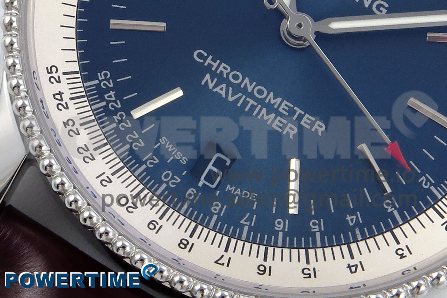 Navitimer 1 SS 38mm TF 1:1 Best Edition White Bezel Blue Dial on Brown Leather Strap A2824 - Image 5