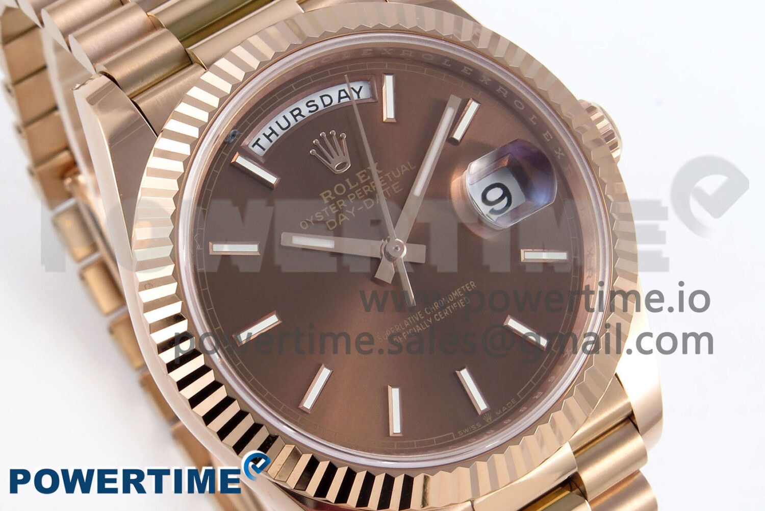 Day Date 40 RG 228235 Noob 1:1 Best Edition Brown Stick Dial on President Bracelet A2836 (Gain Weight) - Image 2