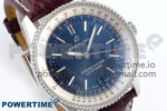 Navitimer 1 SS 38mm TF 1:1 Best Edition White Bezel Blue Dial on Brown Leather Strap A2824 - Image 2
