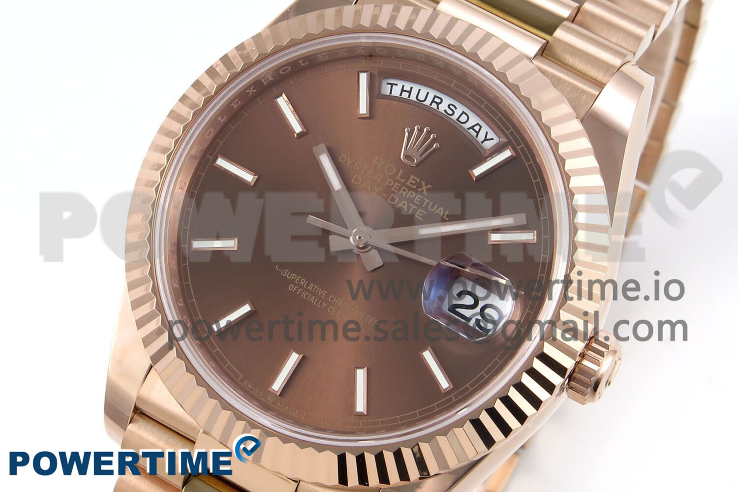 Day Date 40 RG 228235 Noob 1:1 Best Edition Brown Stick Dial on President Bracelet A2836 (Gain Weight) - Image 3
