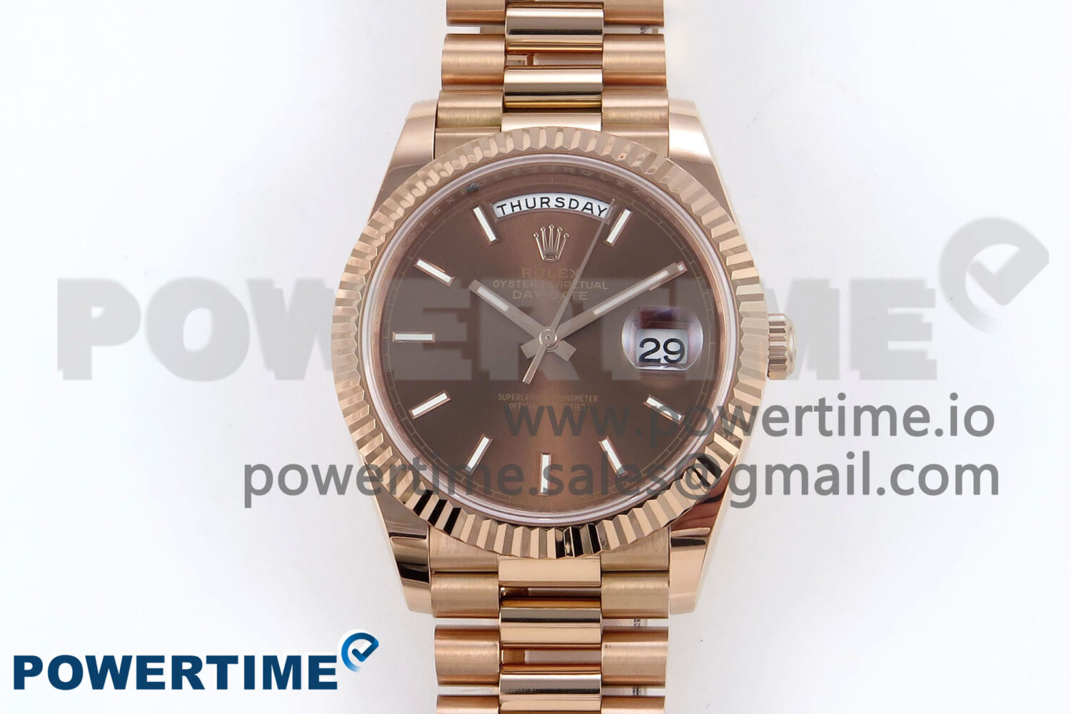 Day Date 40 RG 228235 Noob 1:1 Best Edition Brown Stick Dial on President Bracelet A2836 (Gain Weight) - Image 1