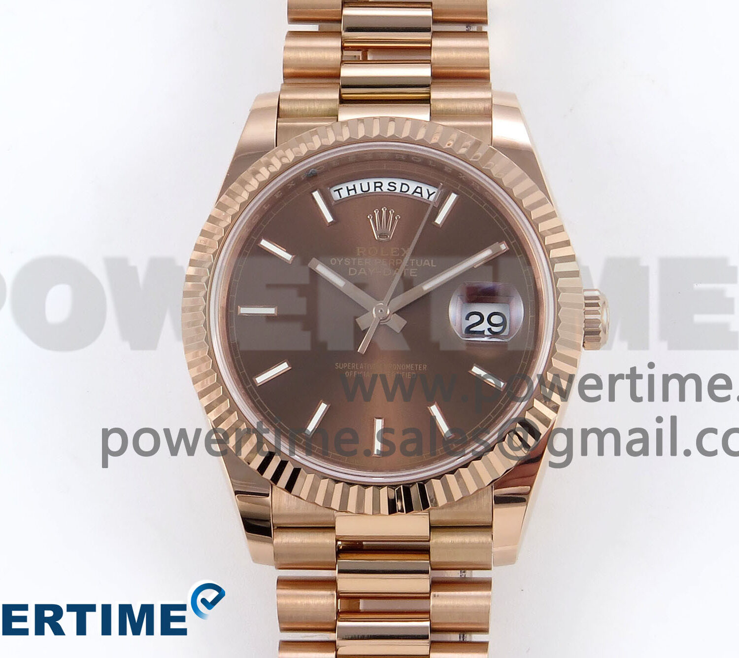 Day Date 40 RG 228235 Noob 1:1 Best Edition Brown Stick Dial on President Bracelet A2836 (Gain Weight)