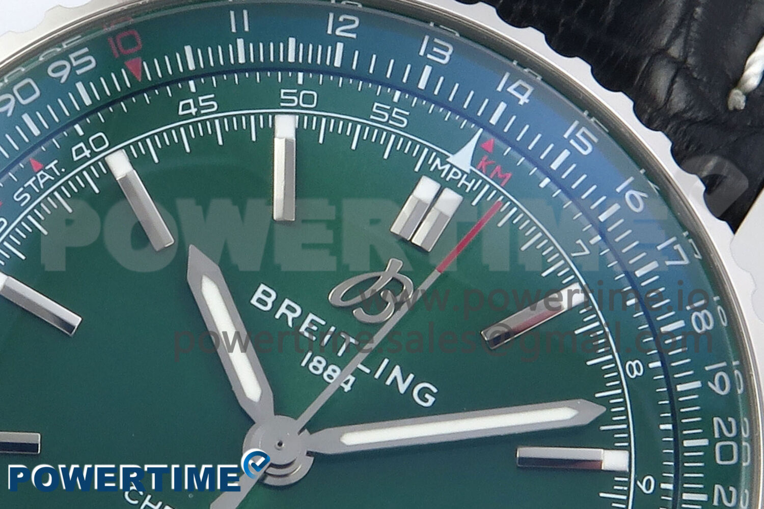 Navitimer 1 SS 41mm TF 1:1 Best Edition Green Bezel Green Dial on Green Leather Strap A2824 - Image 4