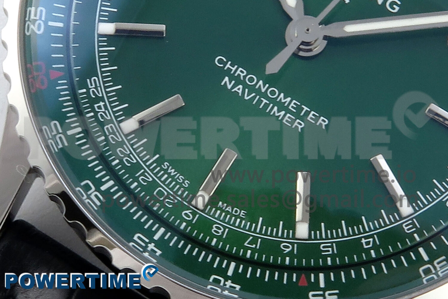Navitimer 1 SS 41mm TF 1:1 Best Edition Green Bezel Green Dial on Green Leather Strap A2824 - Image 5