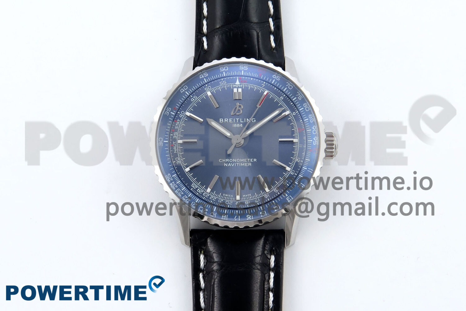 Navitimer 1 SS 41mm TF 1:1 Best Edition Blue Bezel Blue Dial on Black Leather Strap A2824 - Image 1