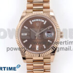 Day Date 40 RG 228235 Noob 1:1 Best Edition Brown Crystal Dial on President Bracelet A2836 (Gain Weight)