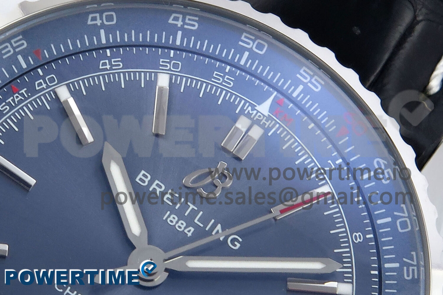 Navitimer 1 SS 41mm TF 1:1 Best Edition Blue Bezel Blue Dial on Black Leather Strap A2824 - Image 4