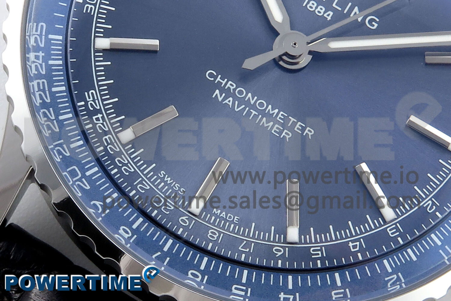 Navitimer 1 SS 41mm TF 1:1 Best Edition Blue Bezel Blue Dial on Black Leather Strap A2824 - Image 5