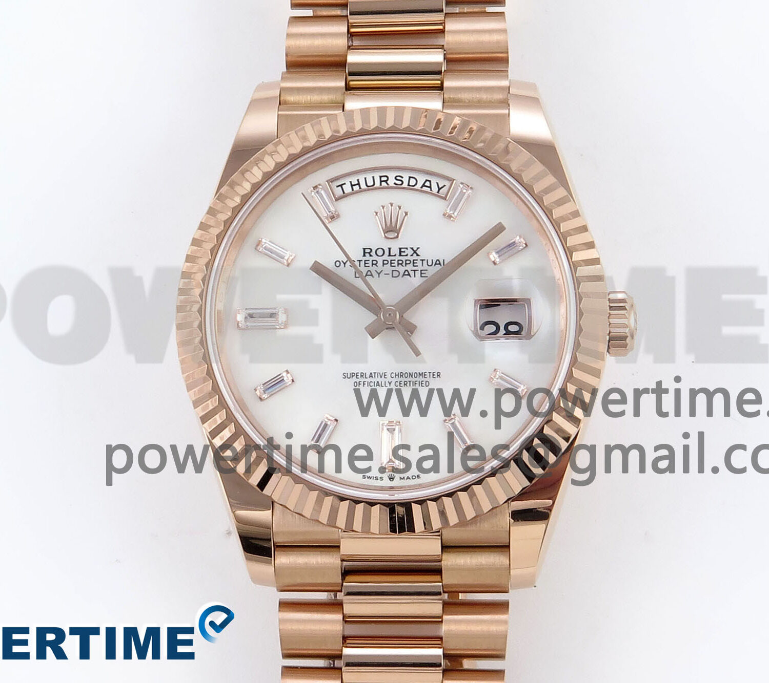 Day Date 40 RG 228235 Noob 1:1 Best Edition White MOP Crystal Dial on President Bracelet A2836 (Gain Weight)