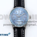 Navitimer 1 SS 41mm TF 1:1 Best Edition Ice Blue Bezel Ice Blue Dial on Black Leather Strap A2824