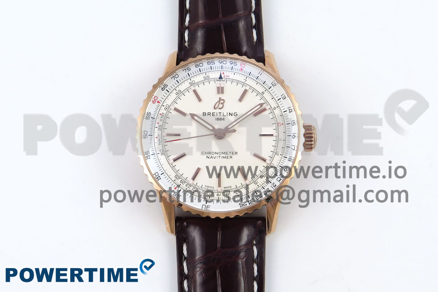 Navitimer 1 RG 41mm TF 1:1 Best Edition White Bezel White Dial on Brown Leather Strap A2824 - Image 1