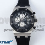Royal Oak Offshore 42mm Rubberclad SS TKF 1:1 Best Edition Black/White Dial on Black Rubber Strap A3126