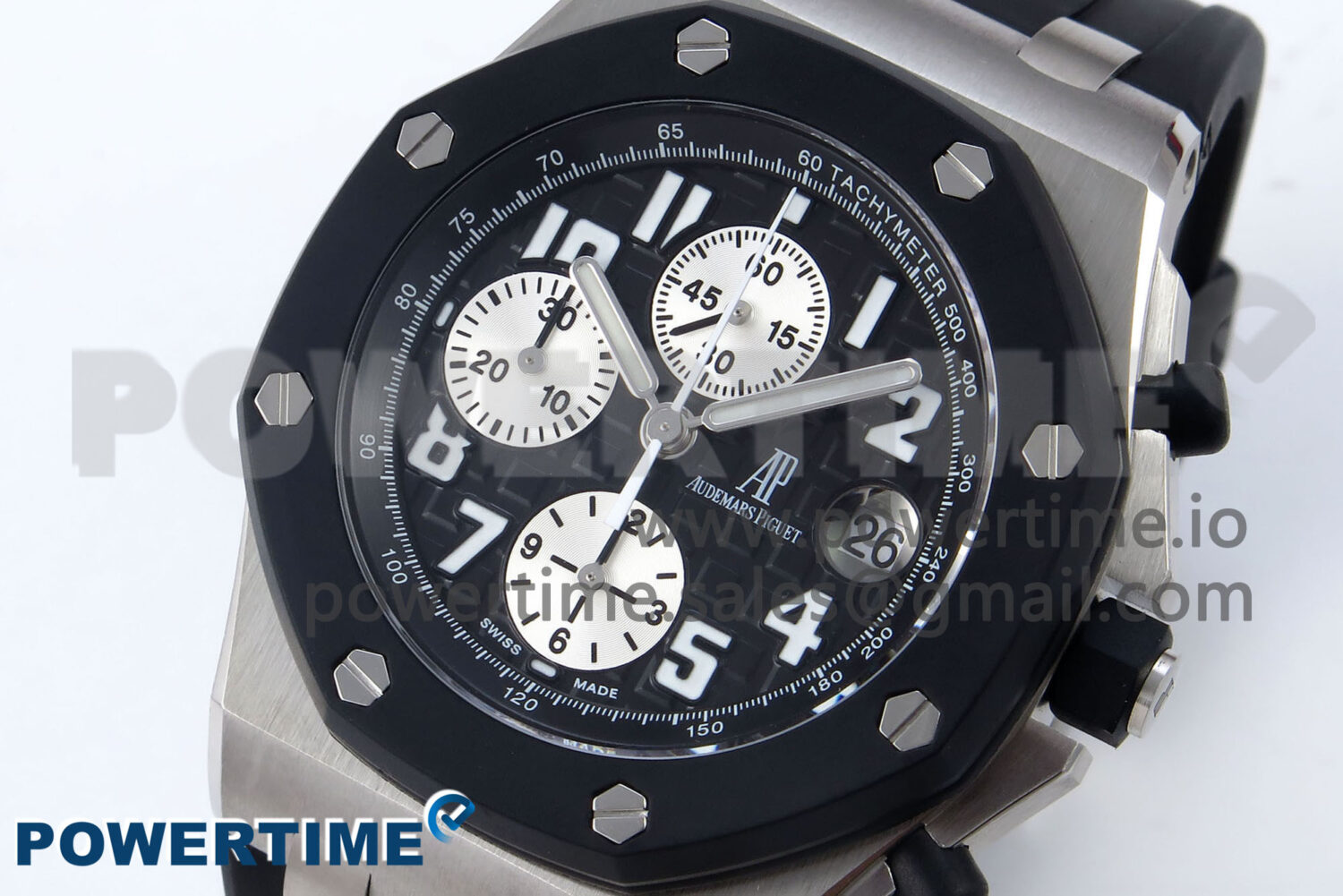 Royal Oak Offshore 42mm Rubberclad SS TKF 1:1 Best Edition Black/White Dial on Black Rubber Strap A3126 - Image 3