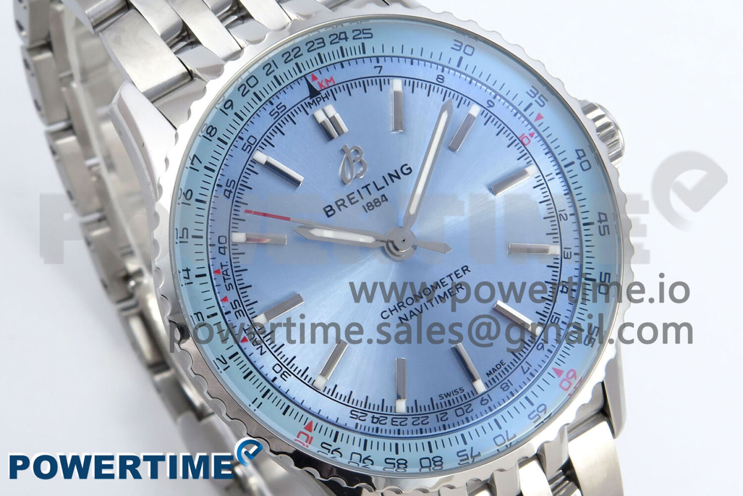 Navitimer 1 SS 41mm TF 1:1 Best Edition SS Bezel Ice Blue Dial on SS Bracelet A2824 - Image 2