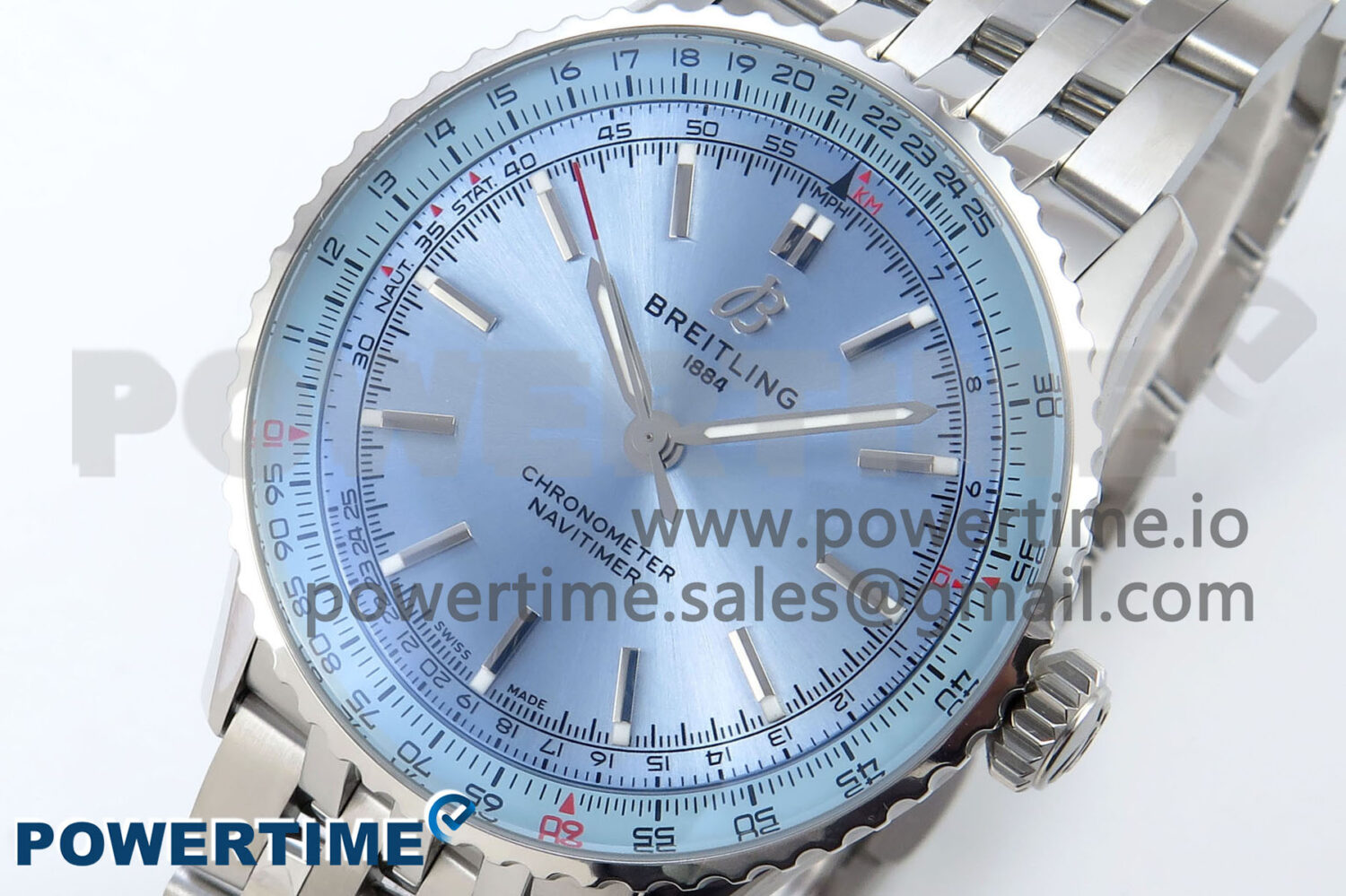 Navitimer 1 SS 41mm TF 1:1 Best Edition SS Bezel Ice Blue Dial on SS Bracelet A2824 - Image 3