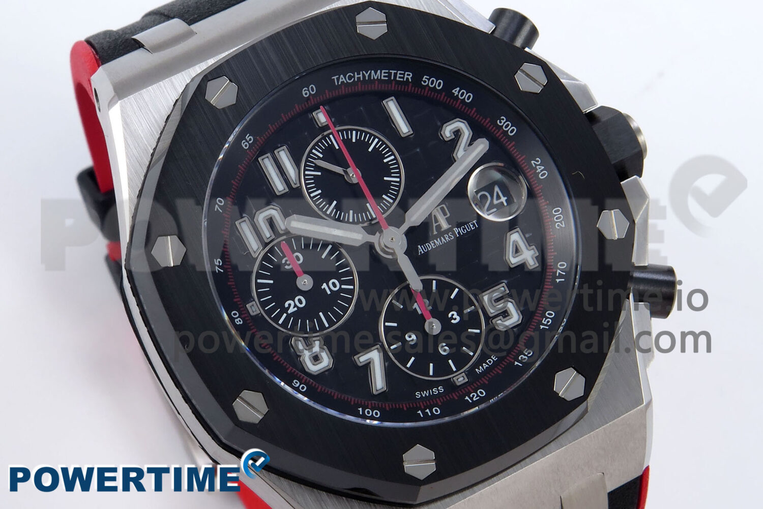 Royal Oak Offshore 44mm Black Themes SS TKF 1:1 Best Edition Black Dial on Black/Red Rubber Strap A3126 - Image 2