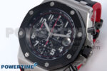 Royal Oak Offshore 44mm Black Themes SS TKF 1:1 Best Edition Black Dial on Black/Red Rubber Strap A3126 - Image 3