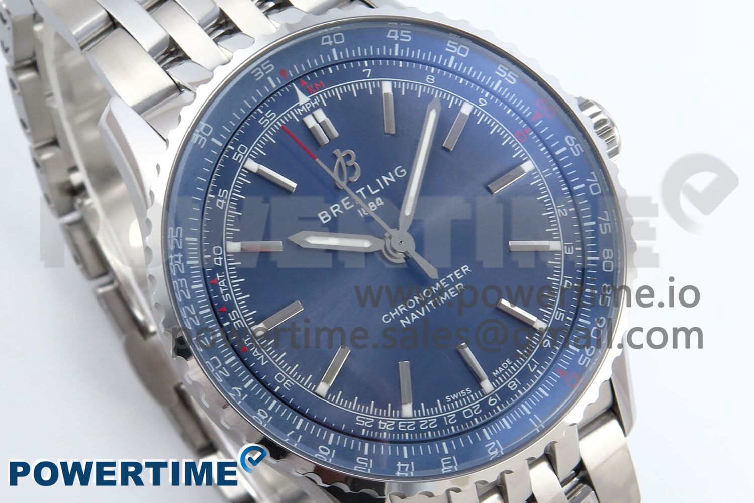 Navitimer 1 SS 41mm TF 1:1 Best Edition SS Bezel Blue Dial on SS Bracelet A2824 - Image 2