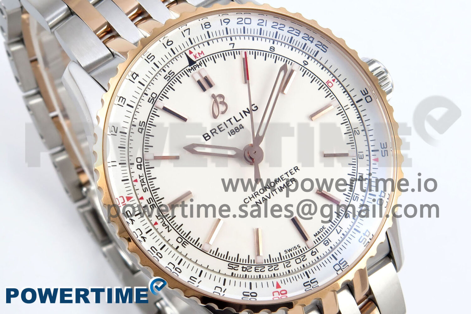 Navitimer 1 RG 41mm TF 1:1 Best Edition SS Bezel White Dial on SS Bracelet A2824 - Image 2
