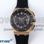 Royal Oak Offshore 44mm RG TKF 1:1 Best Edition Black Dial on Black Rubber Strap A3126