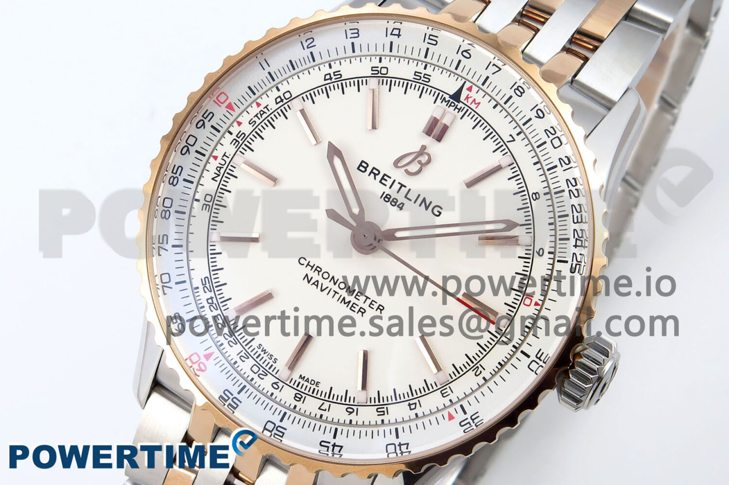 Navitimer 1 RG 41mm TF 1:1 Best Edition SS Bezel White Dial on SS Bracelet A2824 - Image 3