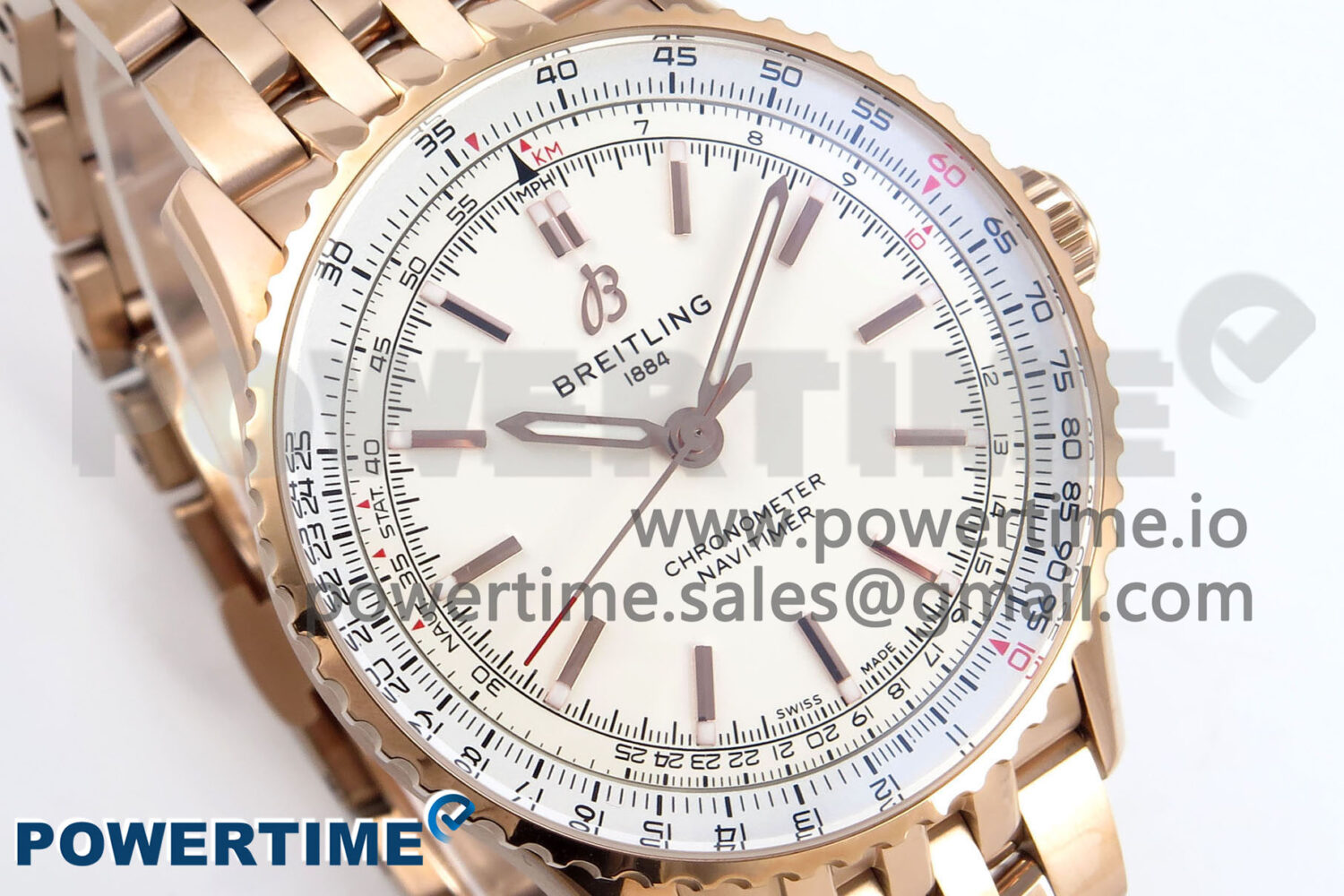Navitimer Automatic RG 41mm TF 1:1 Best Edition RG Bezel White Dial on RG Bracelet A2824 - Image 2