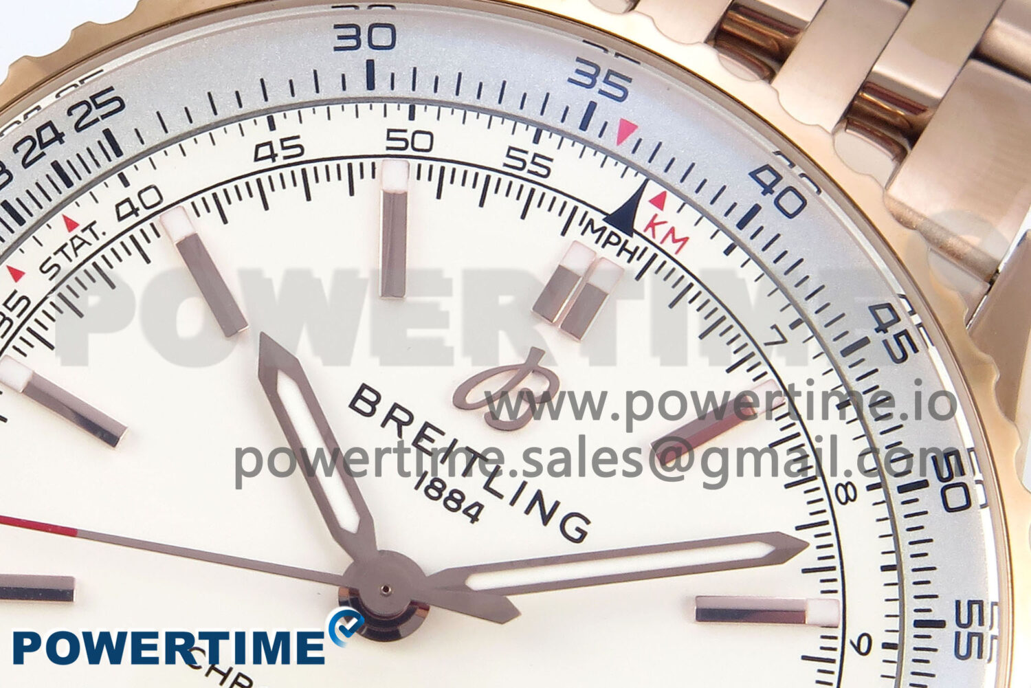 Navitimer Automatic RG 41mm TF 1:1 Best Edition RG Bezel White Dial on RG Bracelet A2824 - Image 4