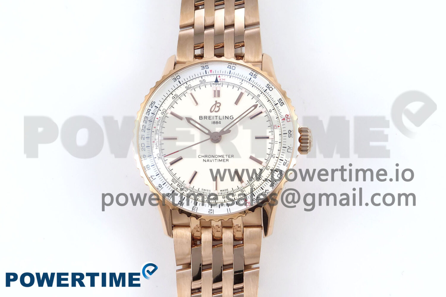 Navitimer Automatic RG 41mm TF 1:1 Best Edition RG Bezel White Dial on RG Bracelet A2824 - Image 1