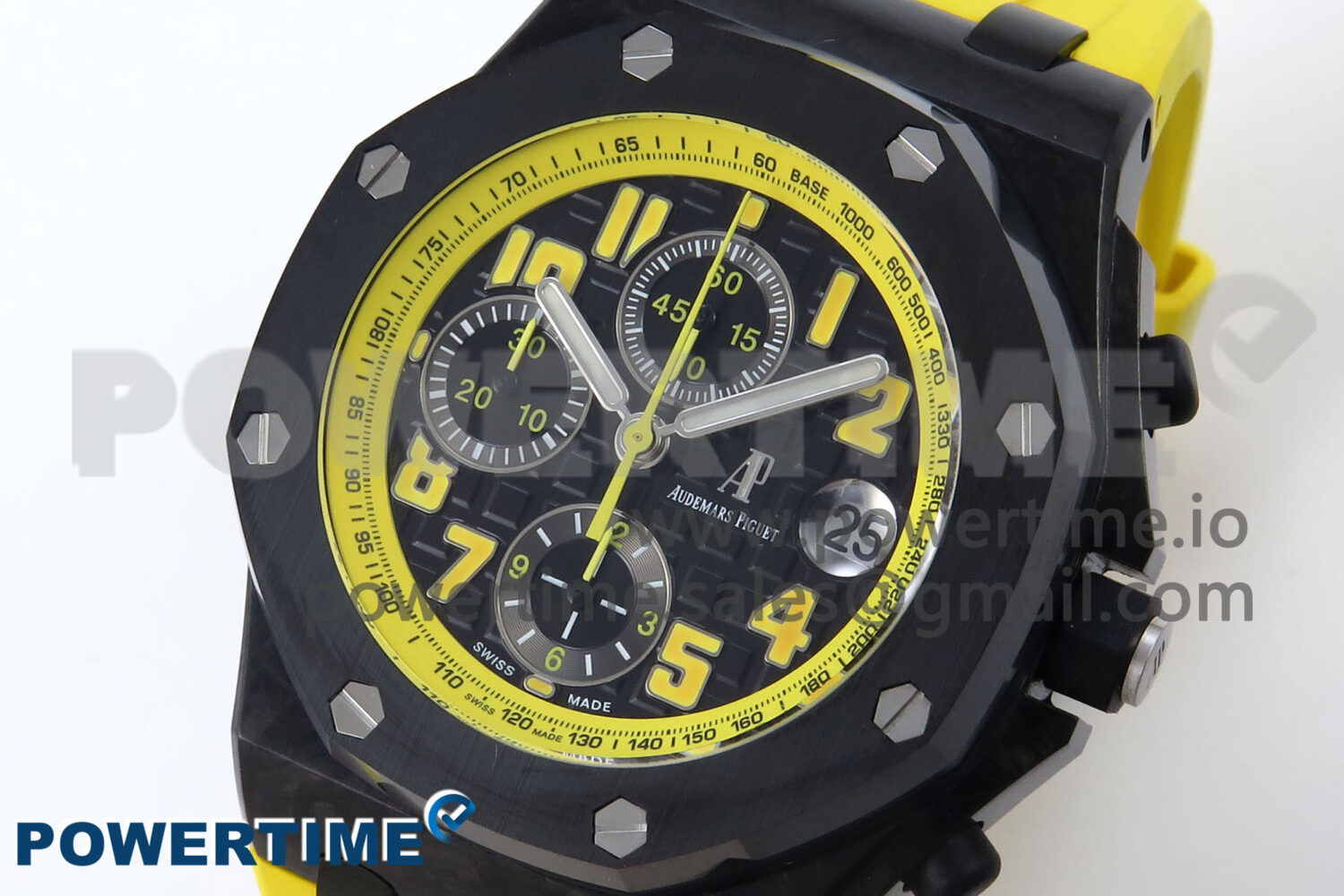 Royal Oak Offshore 44mm SS TKF 1:1 Best Edition Black/Yellow Dial on Yellow Rubber Strap A3126 - Image 3