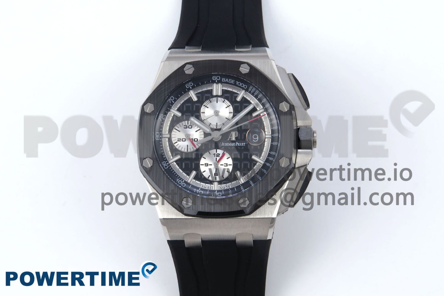 Royal Oak Offshore 44mm Black Ceramic SS TKF 1:1 Best Edition Black/SS Dial on Black Rubber Strap A3126 - Image 1