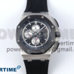 Royal Oak Offshore 44mm Black Ceramic SS TKF 1:1 Best Edition Black/SS Dial on Black Rubber Strap A3126