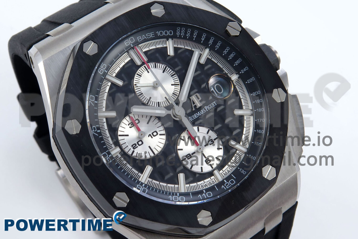 Royal Oak Offshore 44mm Black Ceramic SS TKF 1:1 Best Edition Black/SS Dial on Black Rubber Strap A3126 - Image 2