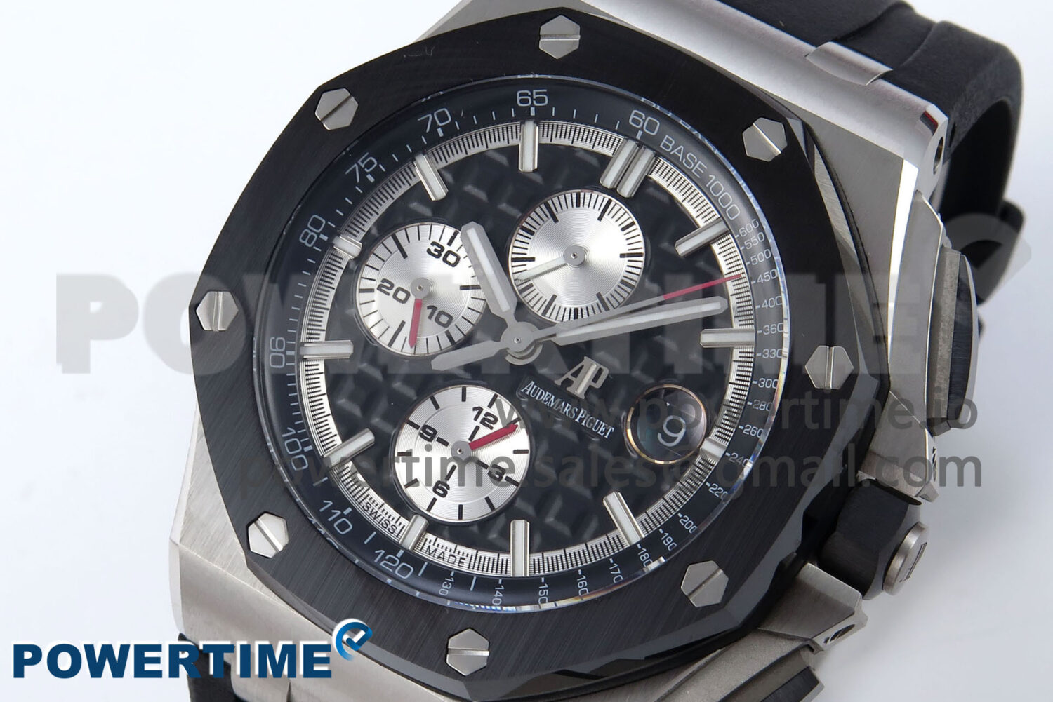 Royal Oak Offshore 44mm Black Ceramic SS TKF 1:1 Best Edition Black/SS Dial on Black Rubber Strap A3126 - Image 5