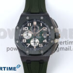 Royal Oak Offshore 44mm Black Ceramic TKF 1:1 Best Edition Green Dial on Green Rubber Strap A3126