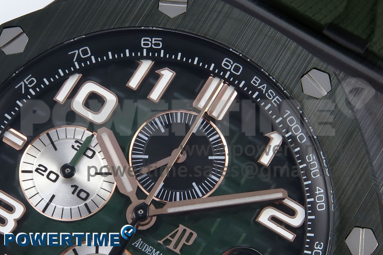 Royal Oak Offshore 44mm Black Ceramic TKF 1:1 Best Edition Green Dial on Green Rubber Strap A3126 - Image 4