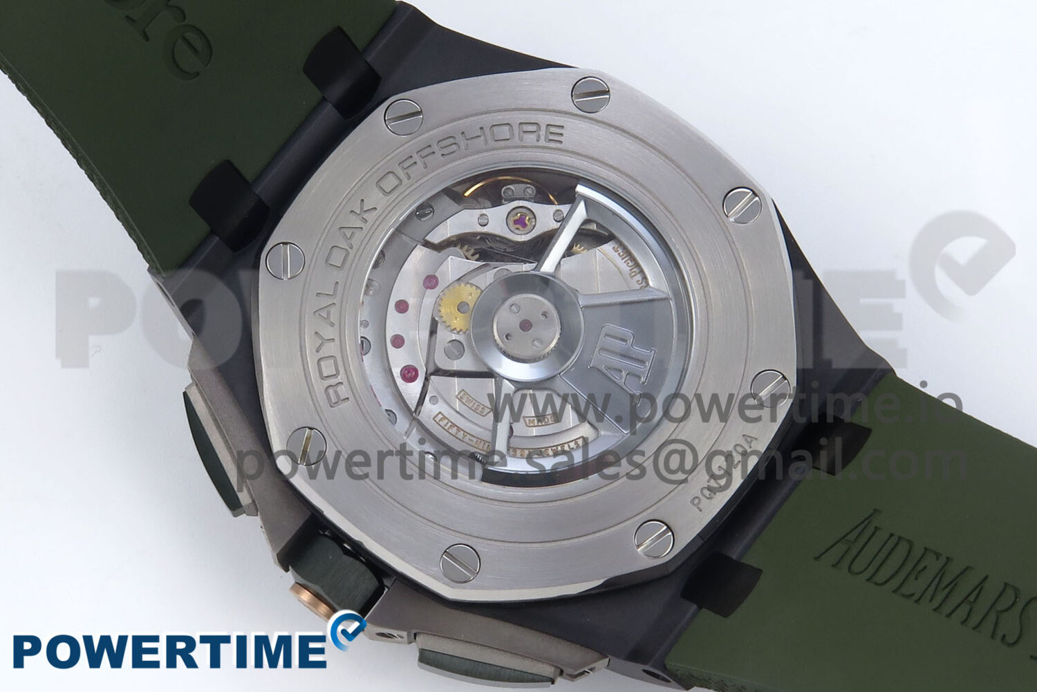 Royal Oak Offshore 44mm Black Ceramic TKF 1:1 Best Edition Green Dial on Green Rubber Strap A3126 - Image 8