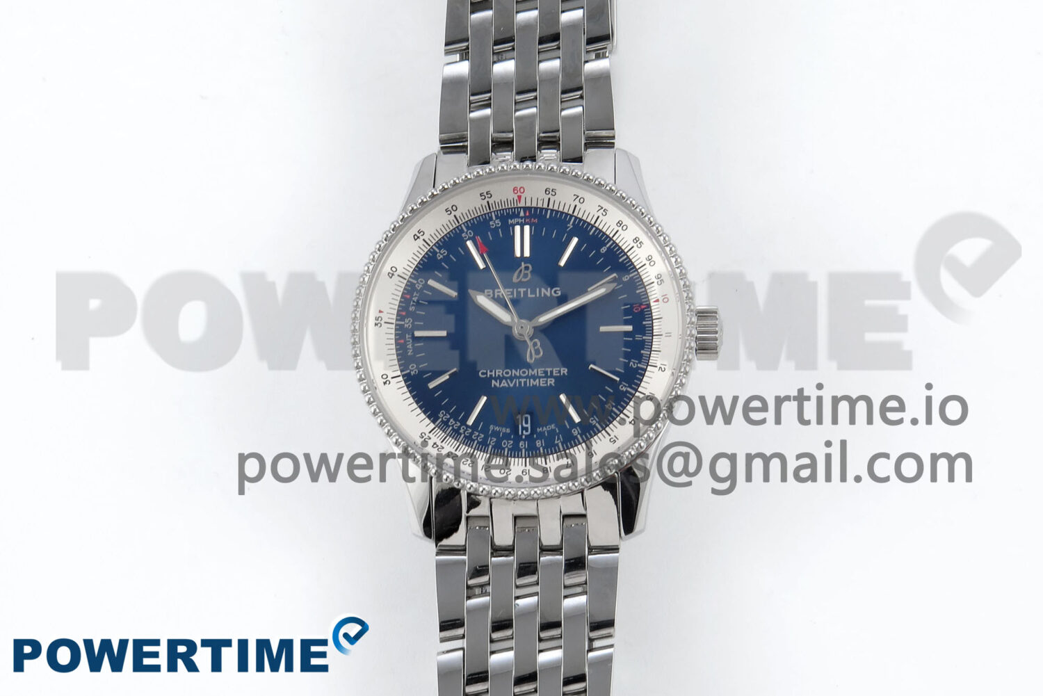Navitimer 1 SS 38mm TF 1:1 Best Edition White Bezel Blue Dial on SS Bracelet A2824 - Image 1