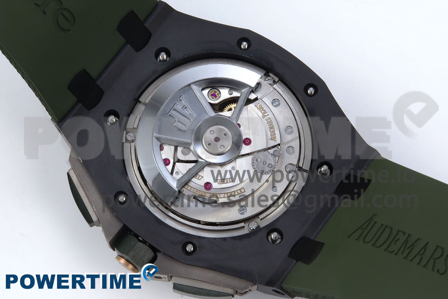 Royal Oak Offshore 44mm Black Ceramic TKF 1:1 Best Edition Green Dial on Green Rubber Strap A3126 - Image 9