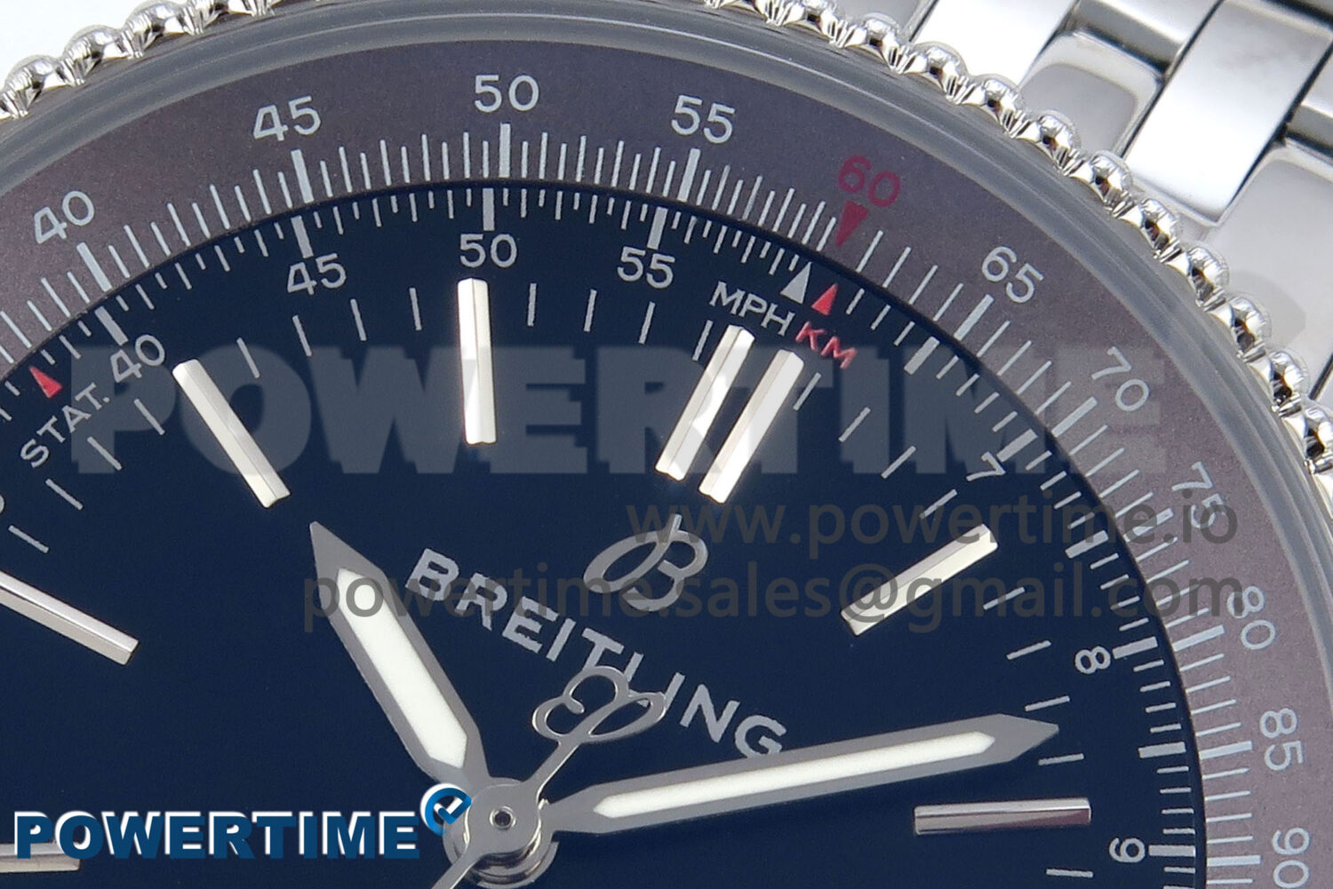 Navitimer 1 SS 38mm TF 1:1 Best Edition Black Bezel Black Dial on SS Bracelet A2824 - Image 4