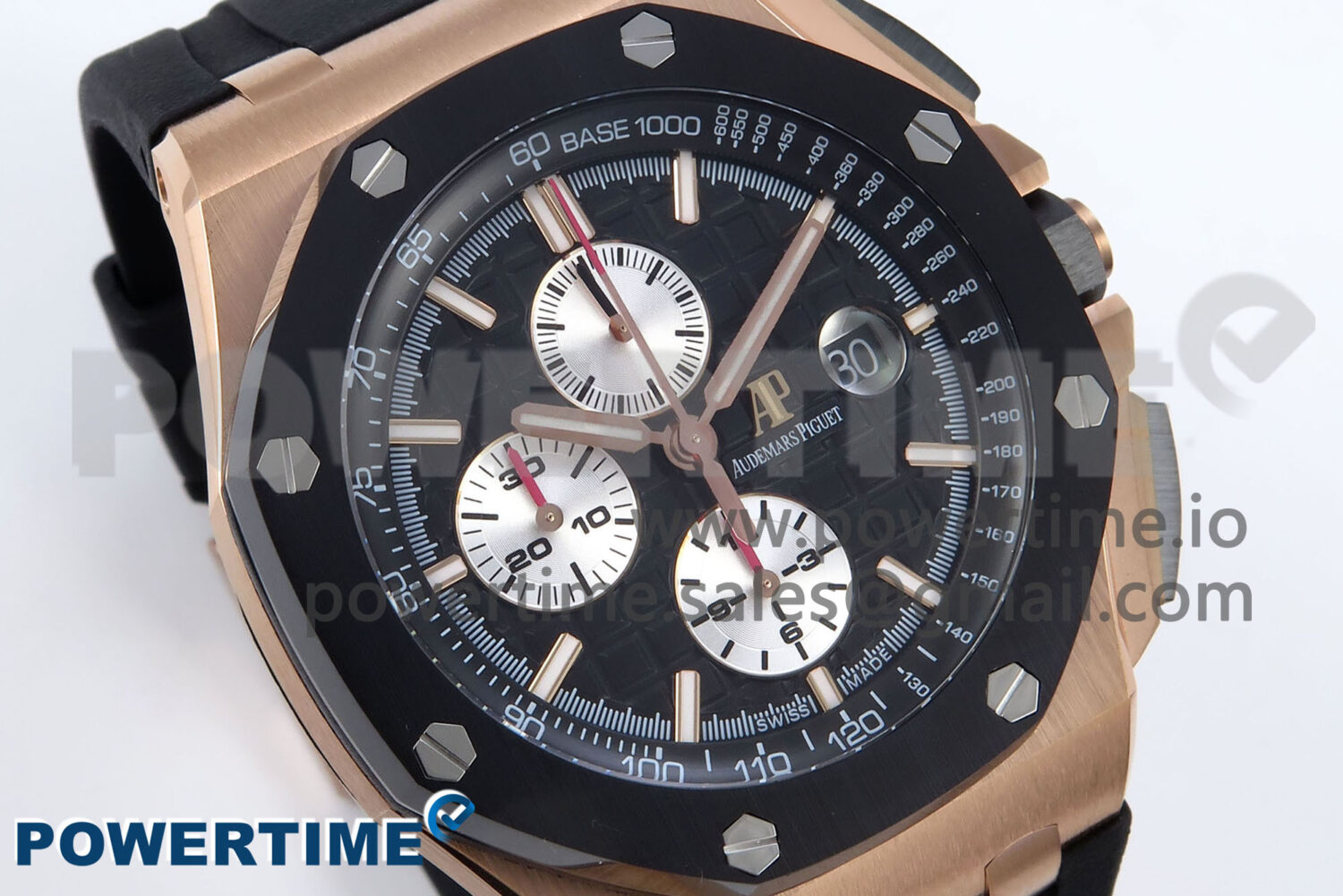 Royal Oak Offshore 44mm Black Ceramic RG TKF 1:1 Best Edition Black/RG Dial on Black Rubber Strap A3126 - Image 2