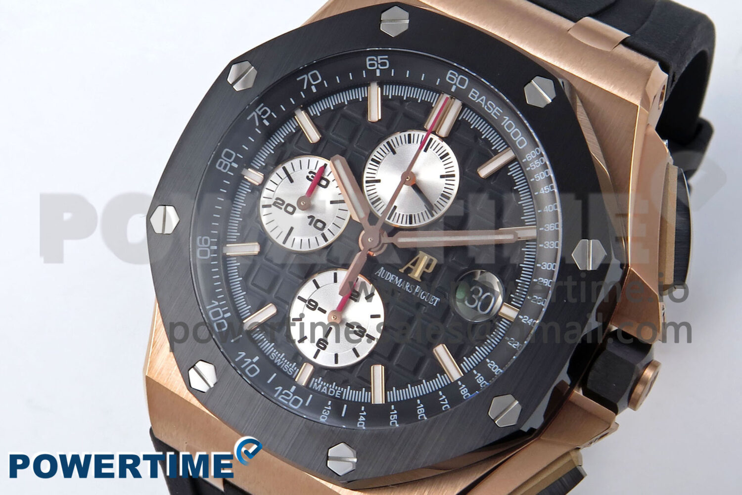 Royal Oak Offshore 44mm Black Ceramic RG TKF 1:1 Best Edition Black/RG Dial on Black Rubber Strap A3126 - Image 3