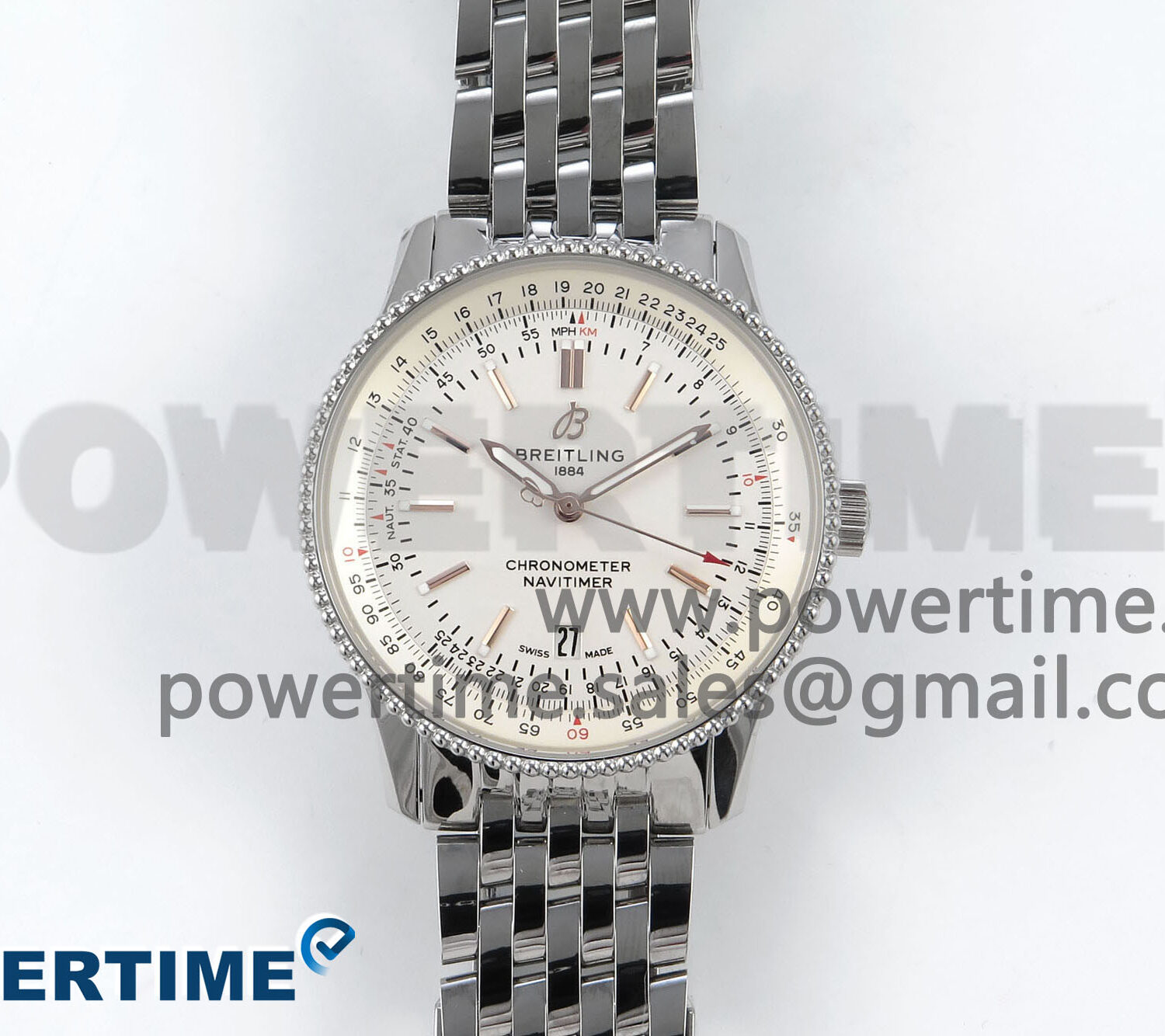 Navitimer 1 SS 41mm TF 1:1 Best Edition SS Bezel White Dial on SS Bracelet A2824