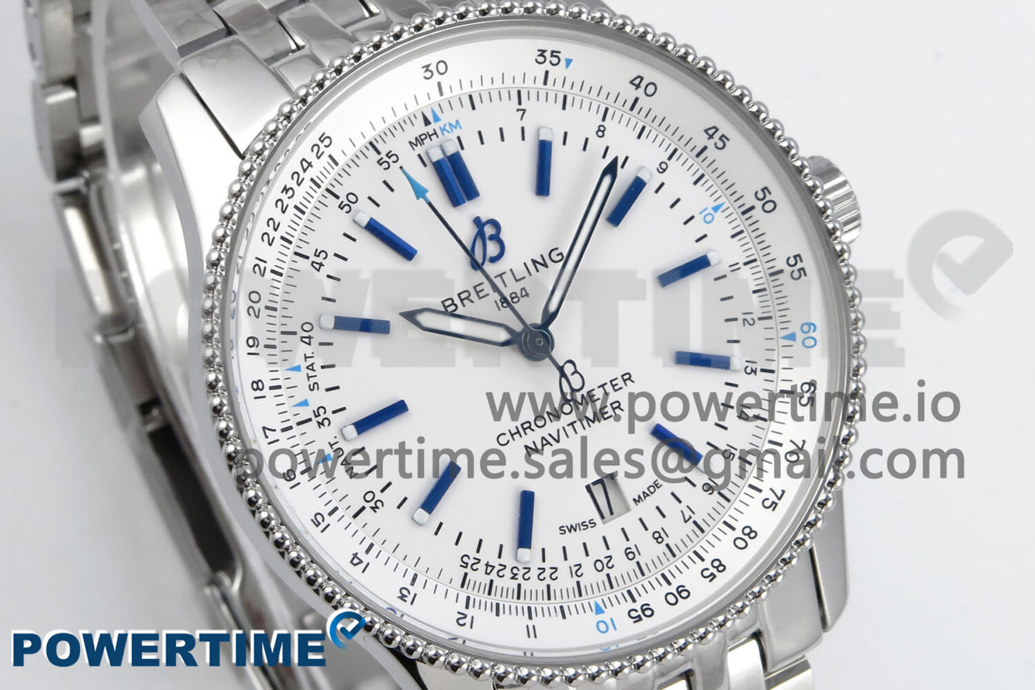 Navitimer 1 SS 41mm TF 1:1 Best Edition White Bezel White Dial on SS Bracelet A2824 - Image 2