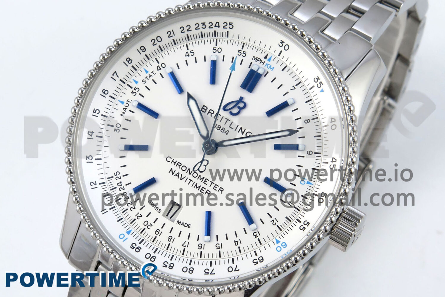 Navitimer 1 SS 41mm TF 1:1 Best Edition White Bezel White Dial on SS Bracelet A2824 - Image 3