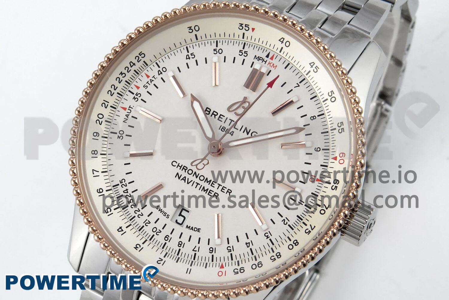 Navitimer 1 RG 41mm TF 1:1 Best Edition SS Bezel White Dial on SS Bracelet A2824 - Image 3