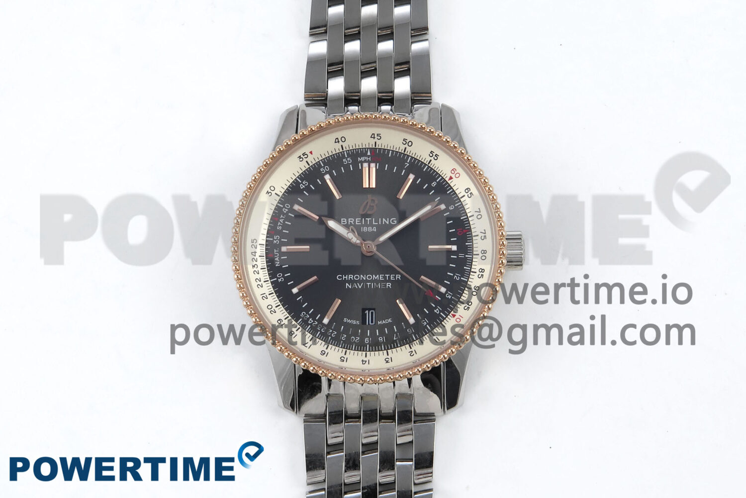 Navitimer 1 RG 41mm TF 1:1 Best Edition SS Bezel Gray Dial on SS Bracelet A2824 - Image 1