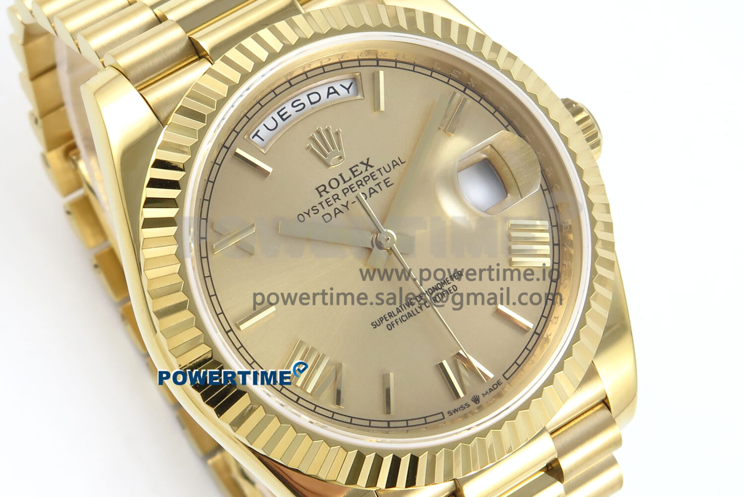 Day Date 128238 36mm YG KF 1:1 Best Edition Gold Roman Dial On President Bracelet A2836 (Gain Weight) - Image 2