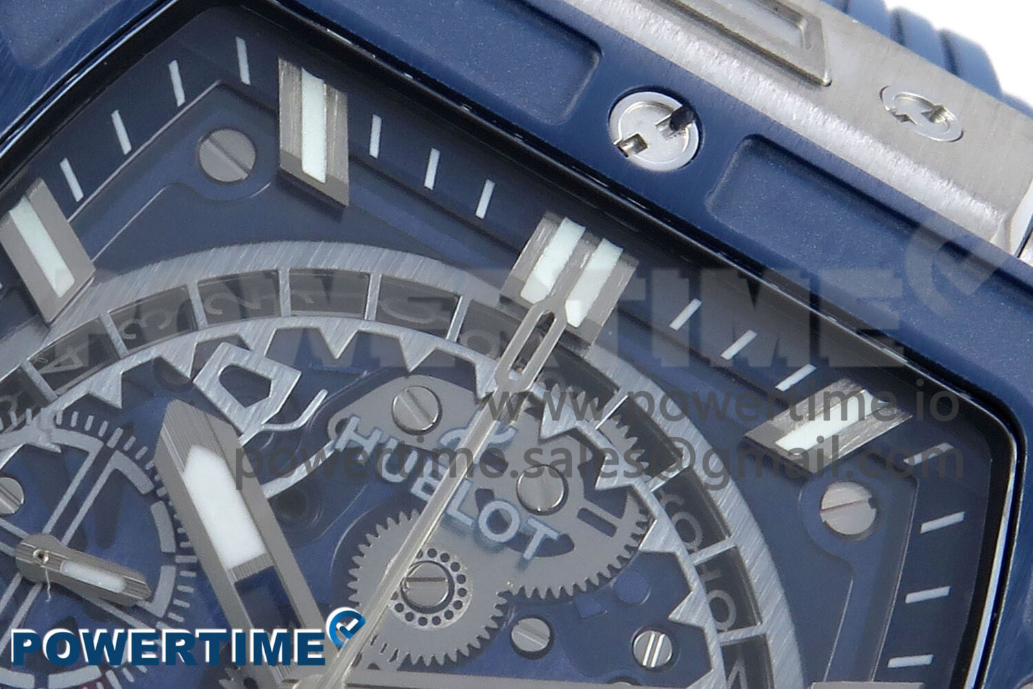 Spirit of Big Bang Titanium BBF 1:1 Best Edition Blue Ceramic Bezel Skeleton Dial on Blue Rubber Strap A7750 - Image 4