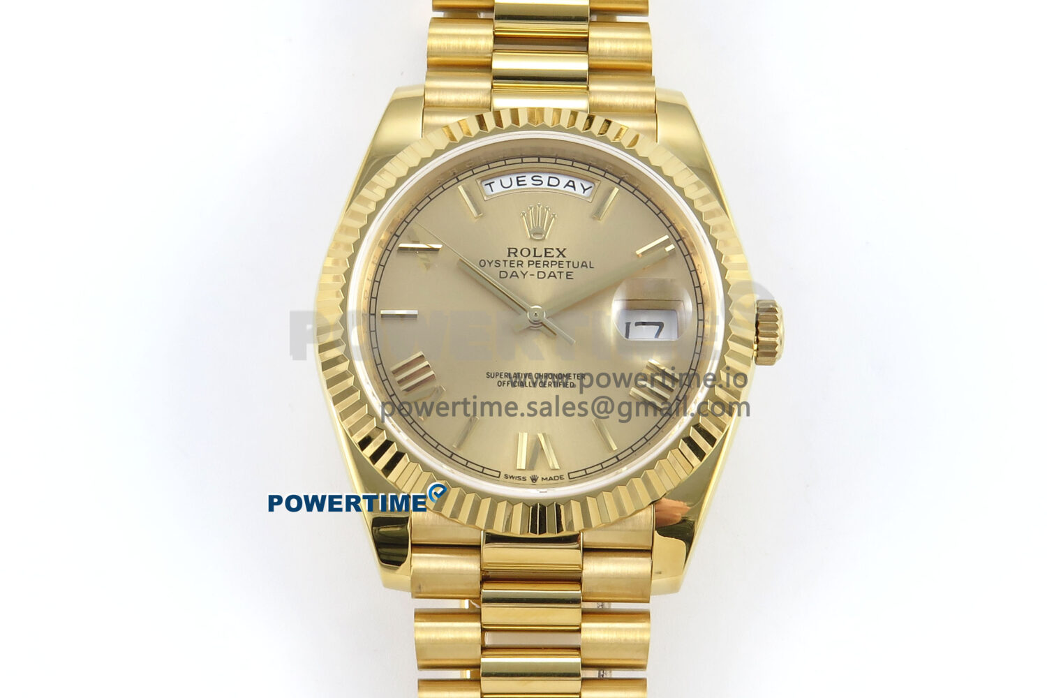 Day Date 128238 36mm YG KF 1:1 Best Edition Gold Roman Dial On President Bracelet A2836 (Gain Weight) - Image 1
